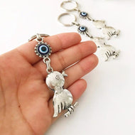 Silver evileye bird keychain - Evileyefavor