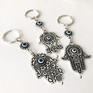 Silver hamsa evileye keyring - Evileyefavor
