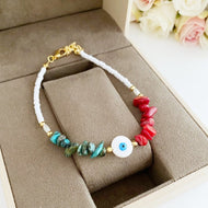 Evil Eye Anklet, Seed Beads Anklet, Anklet Bracelet, Baroque Beads
