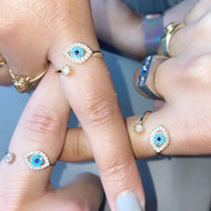 Evil Eye Ring, Greek Jewelry Ring with Eye, Protection Ring, Zircon Ring - Evileyefavor