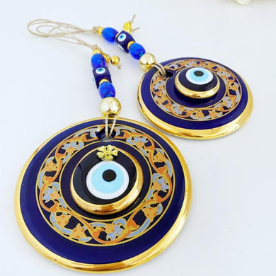 Patterned Evil Eye Wall Hanging, 2 sizes, Blue Evil Eye Wall Decor