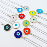 Silver Murano Evil Eye Necklace, Handmade Murano Bead, Lucky Charm Necklace