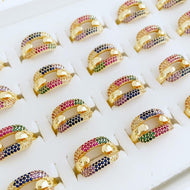 Gold Ring, Dainty Gold Ring, Rainbow Zircon Bead Ring