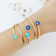 Evil Eye Cuff Bracelet, Gold Evil Eye Jewelry, Bangle Bracelet, Greek Evil Eye Bracelet