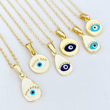Gold Evil Eye Necklace, Tiny Evil Eye Bead, Teardrop Charm Necklace