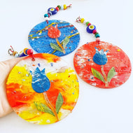 Fused Evil Eye Wall Hanging, Tulip Wall Hanging, Fused Glass Wall Decor