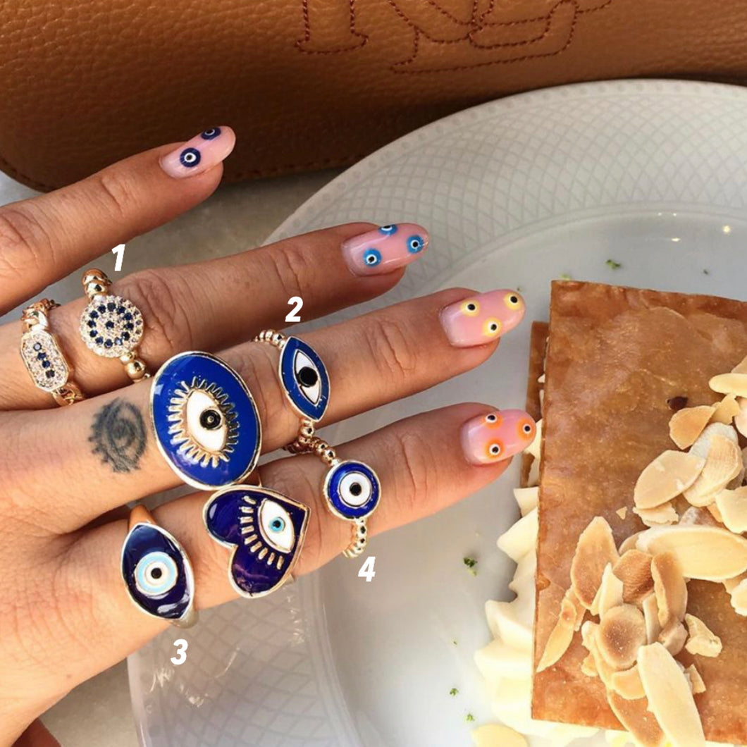 Evil Eye Ring, Minimalist Ring, Adjustable Ring, Blue Evil Eye Jewelry