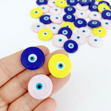 Murano Glass Evil Eye Beads, 20mm Glass Beads, Evil Eye Cabochons, Turkish Evil Eye