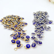 Navy Blue Evil Eye Charm, 6mm, 5 pcs, Tiny Evil Eye Charm, DIY Jewelry Supply - Evileyefavor