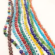 6mm to 12mm Evil Eye Glass Beads, Flat Evil Eye Beads, Evil Eye Jewelry Making - Evileyefavor