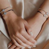 Evil Eye Bracelet, Beaded Bracelet, Adjustable String Bracelet, Rose Gold Silver