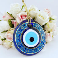 Handmade Glass Evil Eye Bead, Patterned Evil Eye Bead, Evil Eye Decor, Wedding