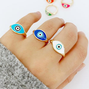 Colorful Evil Eye Ring, Gold Ring, Adjustable Ring, SET Ring