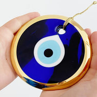 Golden Evil Eye Bead, 13cm, Evil Eye Wall Hanging, Gold Gilding Bead - Evileyefavor
