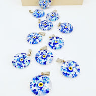 Murano Glass Evil Eye Pendant, Lampwork Evil Eye Bead, Handmade Murano Bead