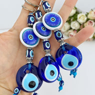Blue Evil Eye Keychain, Evil Eye Bead, Evil Eye Keyring, Good Luck Charm - Evileyefavor