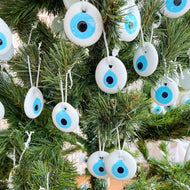 Christmas Tree Ornaments, White Evil Eye Bead, Evil Eye Decor, Glass Bead