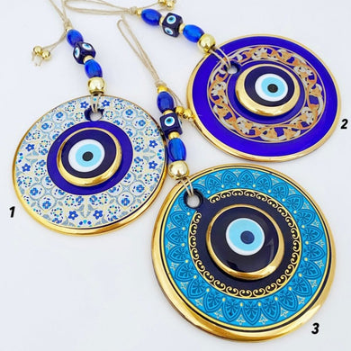 Gold Evil Eye Wall Hanging, Handmade Evil Eye Home Decor, Evil Eye New Home Gift