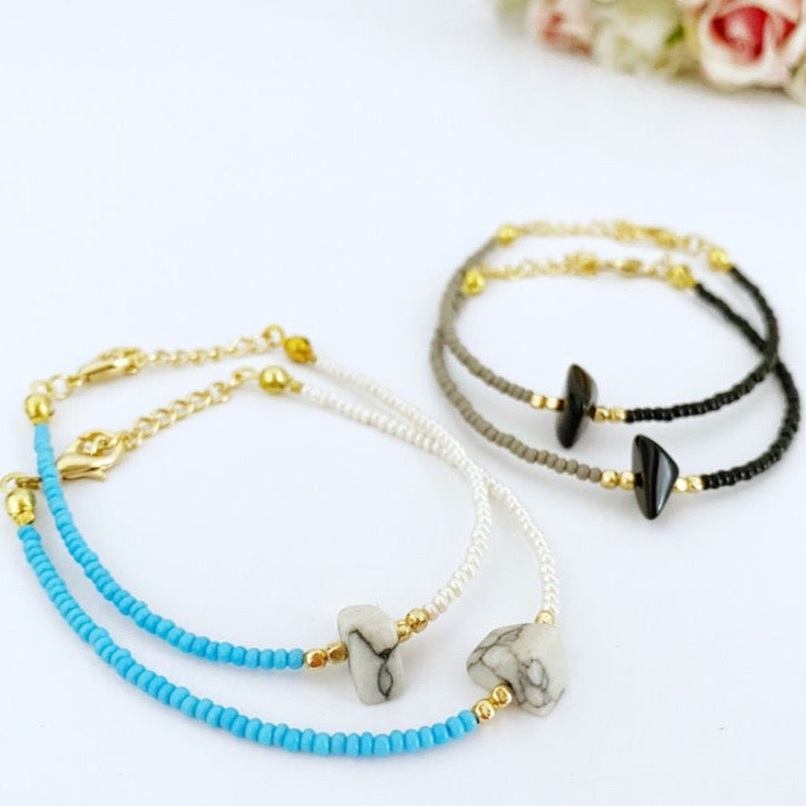 Seed Beads Bracelet, Stone Bracelet, Miyuki Bracelet, Dainty Bracelet