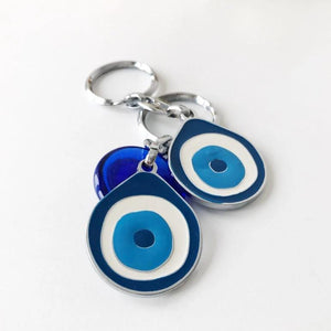 AllTopBargains Hamsa Hand Keychain Lucky Evil Eye Nazar Mati Charm Amulet Kabbalah Protection, Adult Unisex, Blue