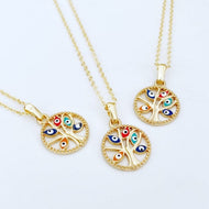Evil Eye Necklace, Tree of Life Necklace, Family Tree Necklace, Evil Eye Jewelry