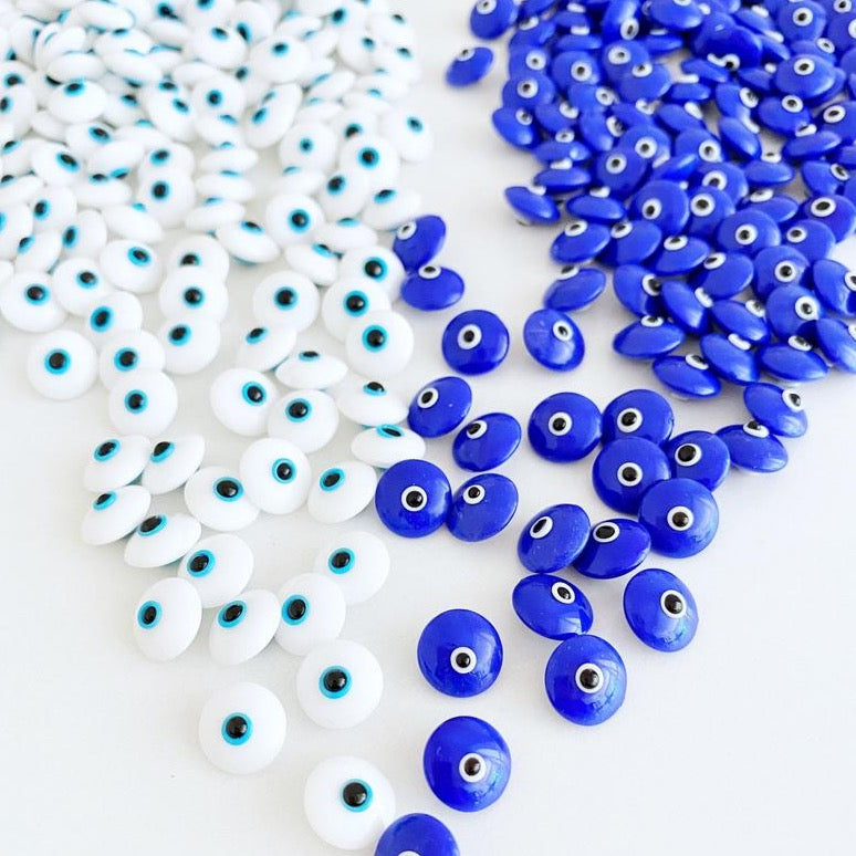 Evil Eye Beads, BULK 10 to 100 beads, Glass Evil Eye Glass Cabs