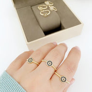 Gold Evil Eye Ring, Dainty Ring, Everyday Ring, Adjustable Ring, Zircon Charm Ring