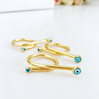 Evil Eye Ring, Double Bar Minimalist Ring, Gold Line Ring, Adjustable Ring