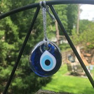 1 pc Silver evil eye bead, greek evil eye charm, silver rope evil eye bead