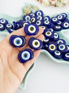 10 pcs Blue Evil Eye Bead, Resin Evil Eye Charm, Evil Eye Bulk Gift, Greek Evil Eye