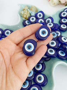 10 pcs Blue Evil Eye Bead, Resin Evil Eye Charm, Evil Eye Bulk Gift, Greek Evil Eye