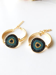 Evil Eye Bracelet, Gold Chain Bracelet, Evil Eye Zircon Charm, Greek Jewelry - Evileyefavor
