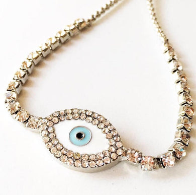 CZ Evil Eye Bracelet, Adjustable Evil Eye Bracelet, Zircon Charm - Evileyefavor