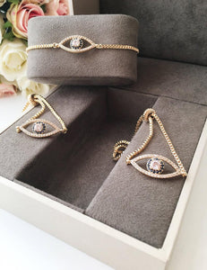 Adjustable Evil Eye Bracelet, Rose Gold Bracelet, Zircon Charm Bracelet - Evileyefavor