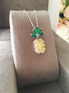 Pineapple Necklace, Zircon Fruit Necklace, Beach Jewelry - Evileyefavor
