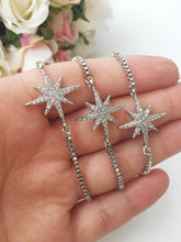 Silver Star Bracelet, Adjustable Zicon Bracelet, Star Jewelry - Evileyefavor