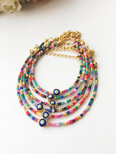 Rainbow Evil Eye Bracelet, Seed Beads Bracelet, Greek Evil Eye Jewelry - Evileyefavor