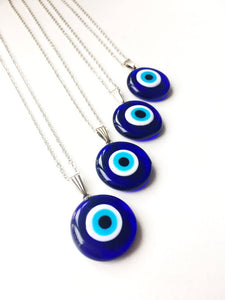 Greek Evil Eye Necklace, Gift for Her Dainty Necklace, Blue Glass Evil Eye Bead, Silver