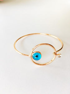 Evil Eye Bracelet, Bangle Bracelet, Rose Gold Set - Evileyefavor