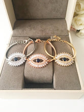 Cz Baguette Bracelet, Evil Eye Chain Bracelet, Rose Gold Silver Bracelet - Evileyefavor