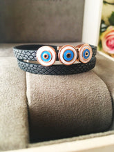 Evil Eye Bracelet, Leather Bracelet, Nazar Boncuk - Evileyefavor