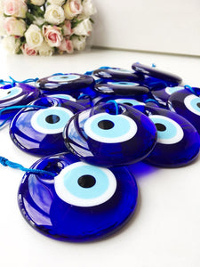 1 pcs Evil Eye Bead, Blue Glass 7cm Handmade Evil Eye Bead, Lucky