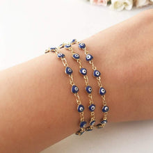 Blue Evil Eye Bracelet, Minimalist Gold Chain Bracelet, Blue Evil Eye Bead - Evileyefavor