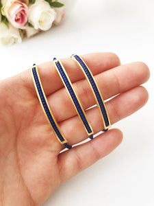 Seed Beads Bracelet, Gold Chain Bracelet, Blue Miyuki Beads - Evileyefavor