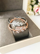 Zircon Leaf Charm Bracelet, Rose Gold Silver Chain Bracelet, Nature Bracelet - Evileyefavor
