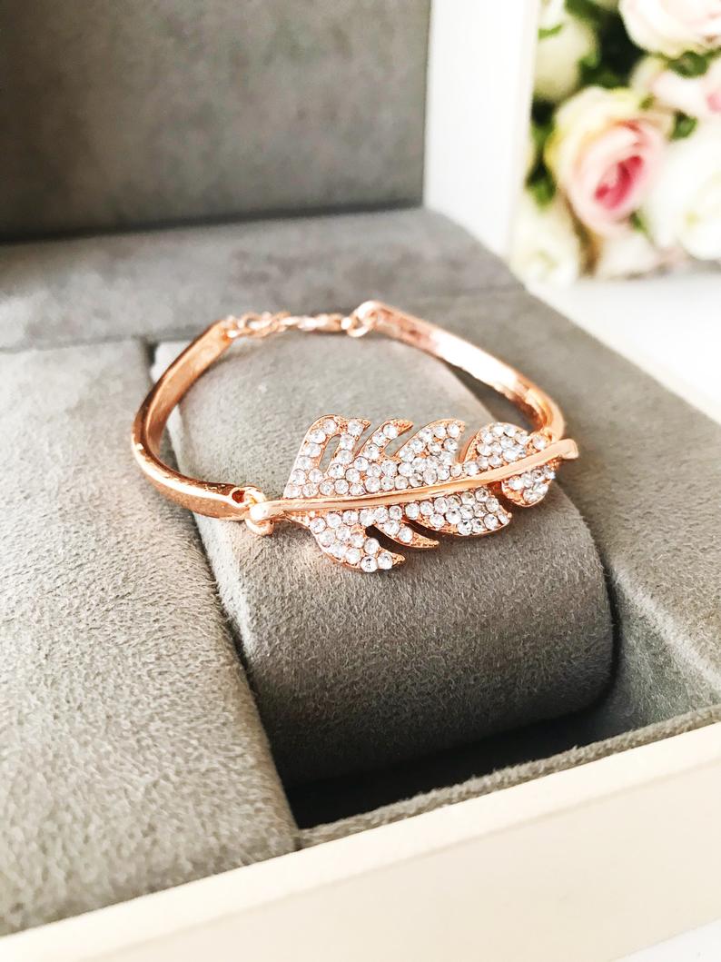 Diamond Leaf Bangle Bracelet – Five Star Jewelry Brokers