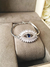 Cz Baguette Bracelet, Evil Eye Chain Bracelet, Rose Gold Silver Bracelet - Evileyefavor