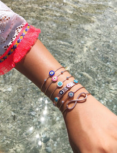 Rose Gold Bangle Bracelet, Blue Evil Eye Bracelet, Evil Eye Jewelry - Evileyefavor