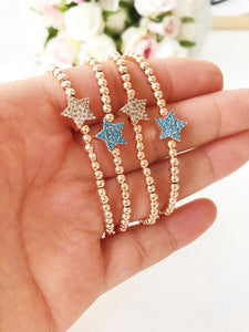 Dainty Star Bracelet, Rose Gold Beaded Bracelet, Chain Bracelet - Evileyefavor
