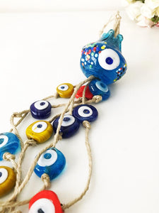 Pomegranate Evil eye wall hanging with 41 beads - Evileyefavor